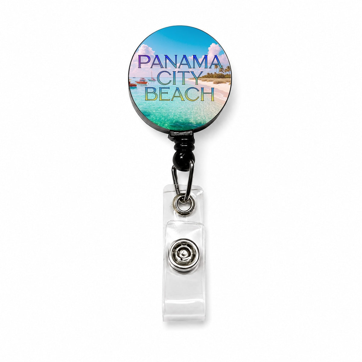 Panama City Beach Florida Travel Retractable ID Key Card Name Tag Badge Holder with Clip