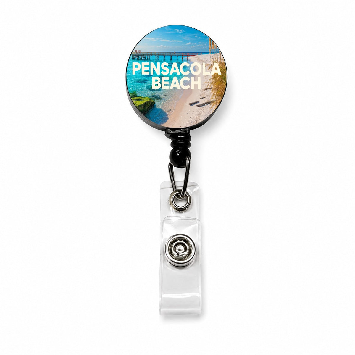 Pensacola Beach Florida Travel Retractable ID Key Card Name Tag Badge Holder with Clip
