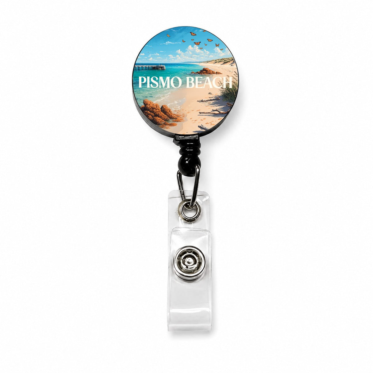 Pismo Beach California Travel Retractable ID Key Card Name Tag Badge Holder with Clip