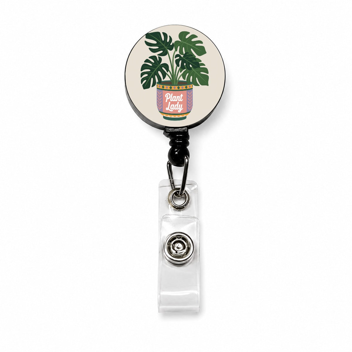 Plant Lady Monstera Retractable ID Key Card Name Tag Badge Holder with Clip