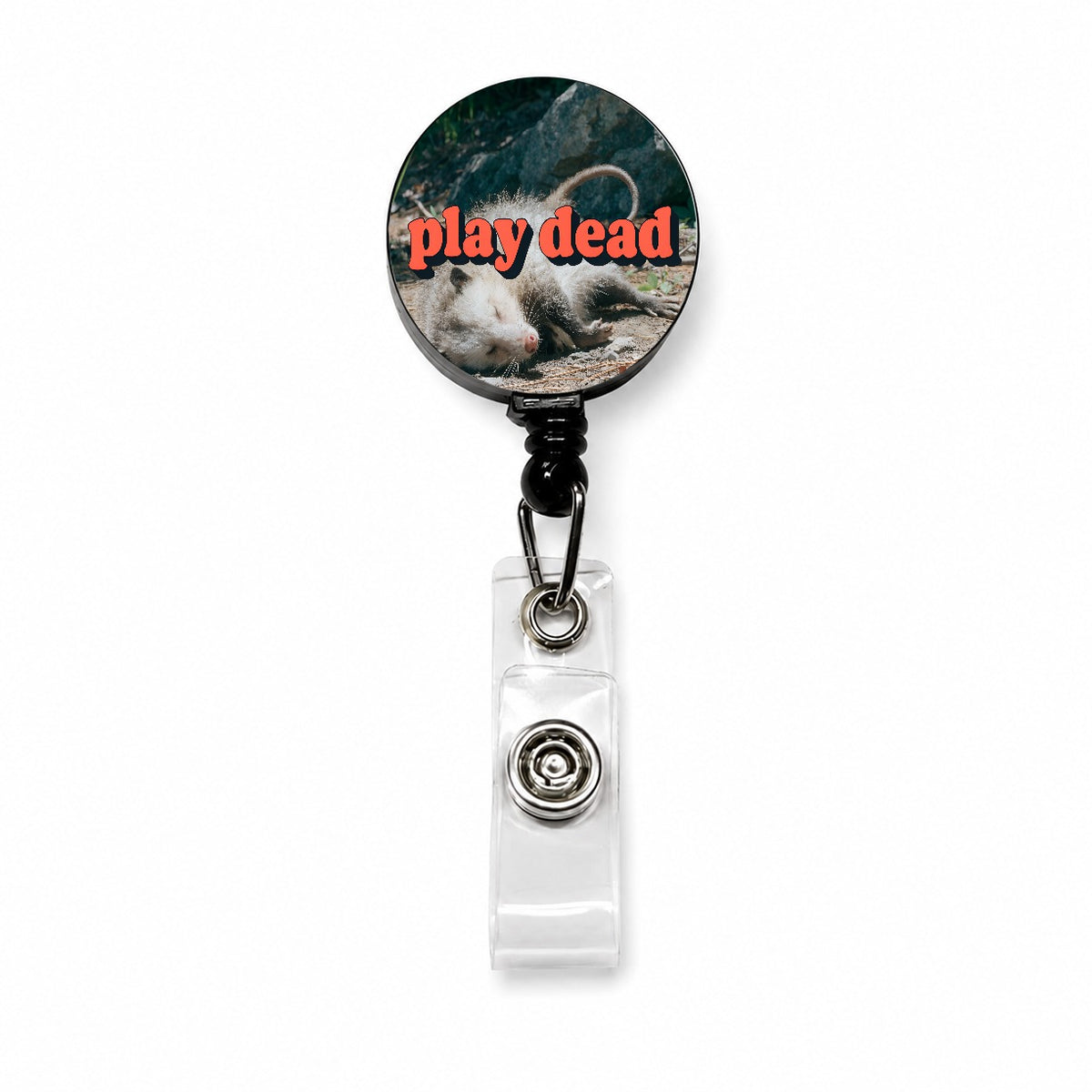 Play Dead Opossum Funny Retractable ID Key Card Name Tag Badge Holder with Clip