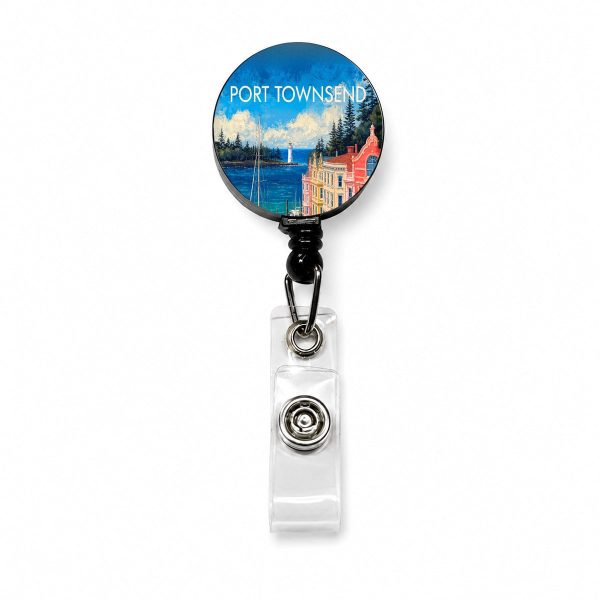 Port Townsend Washington Travel Retractable ID Key Card Name Tag Badge Holder with Clip
