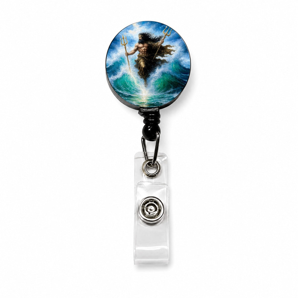 Poseidon Greek Sea God Retractable ID Key Card Name Tag Badge Holder with Clip