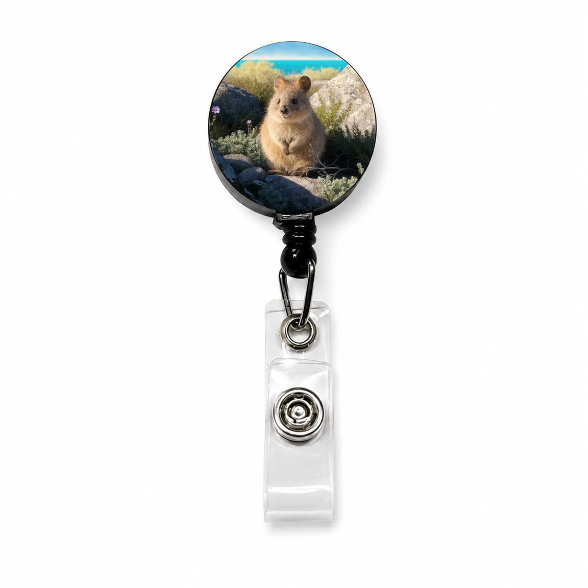 Quokka Island Landscape Retractable ID Key Card Name Tag Badge Holder with Clip
