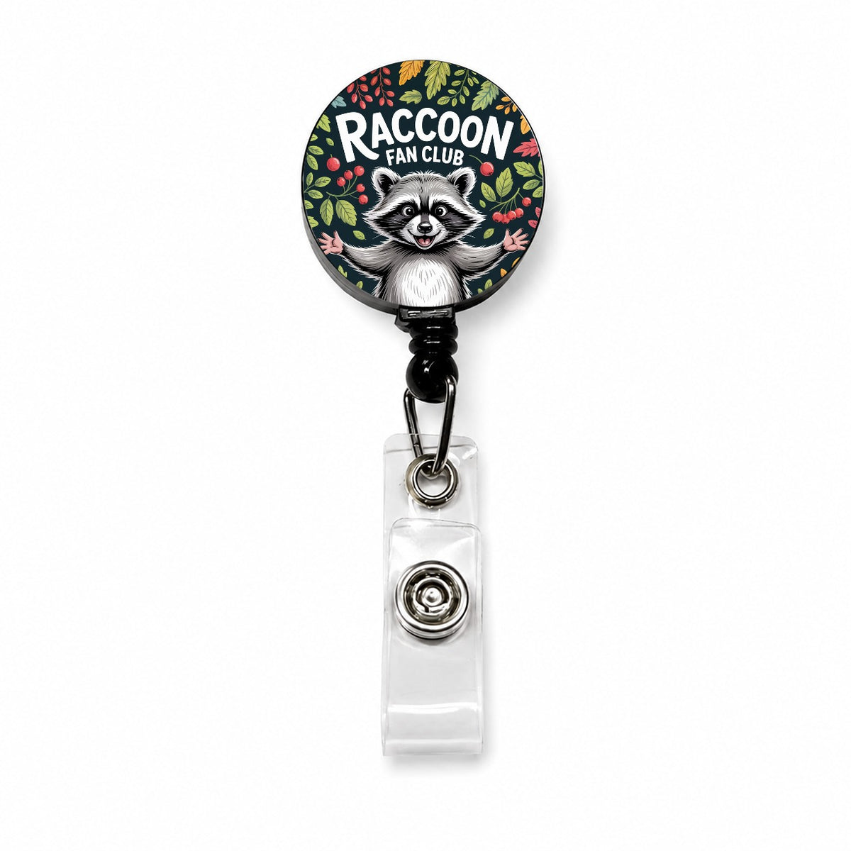 Raccoon Fan Club Mischievous Retractable ID Key Card Name Tag Badge Holder with Clip