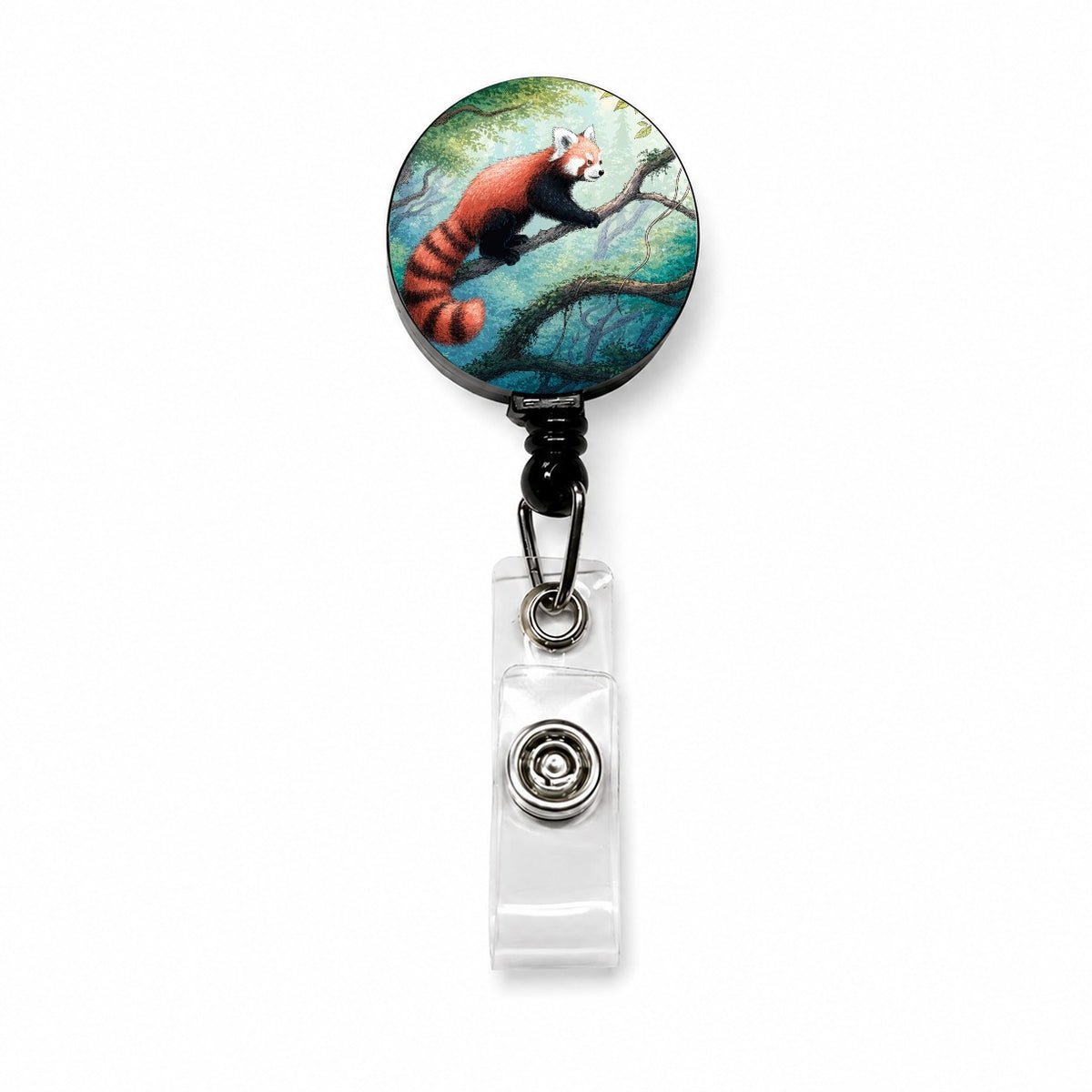 Red Panda Forest Retractable ID Key Card Name Tag Badge Holder with Clip