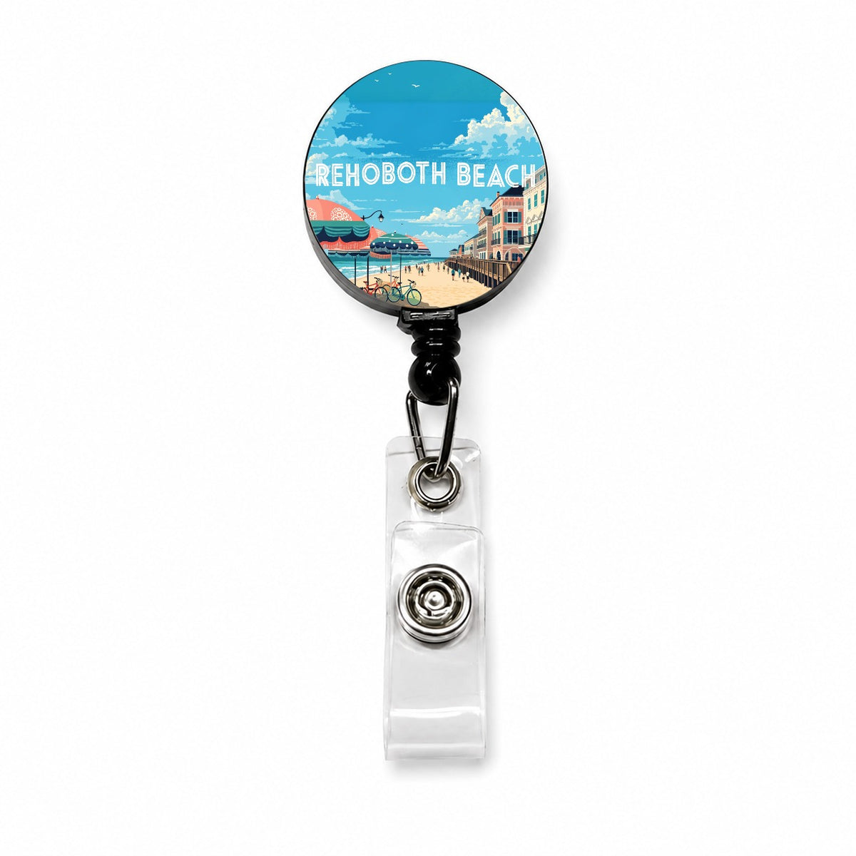 Rehoboth Beach Delaware Travel Retractable ID Key Card Name Tag Badge Holder with Clip
