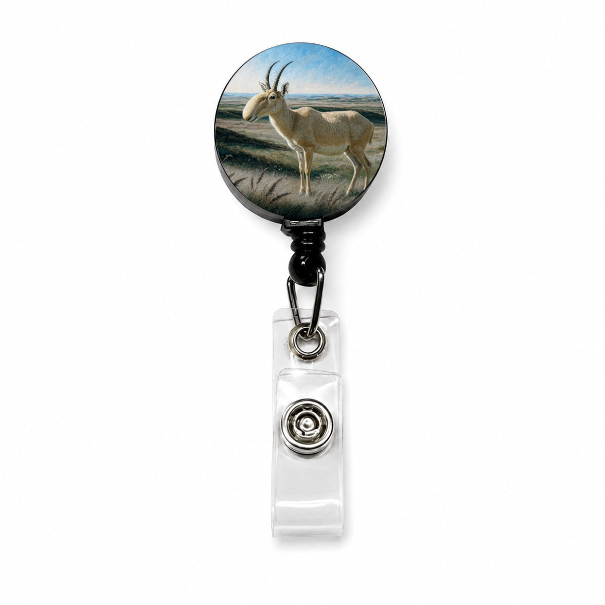 Saiga Antelope Steppe Retractable ID Key Card Name Tag Badge Holder with Clip