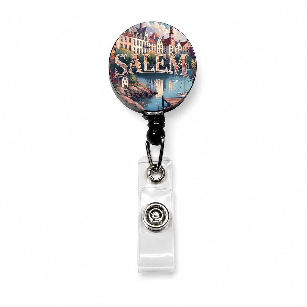 Salem Massachusetts Travel Retractable ID Key Card Name Tag Badge Holder with Clip