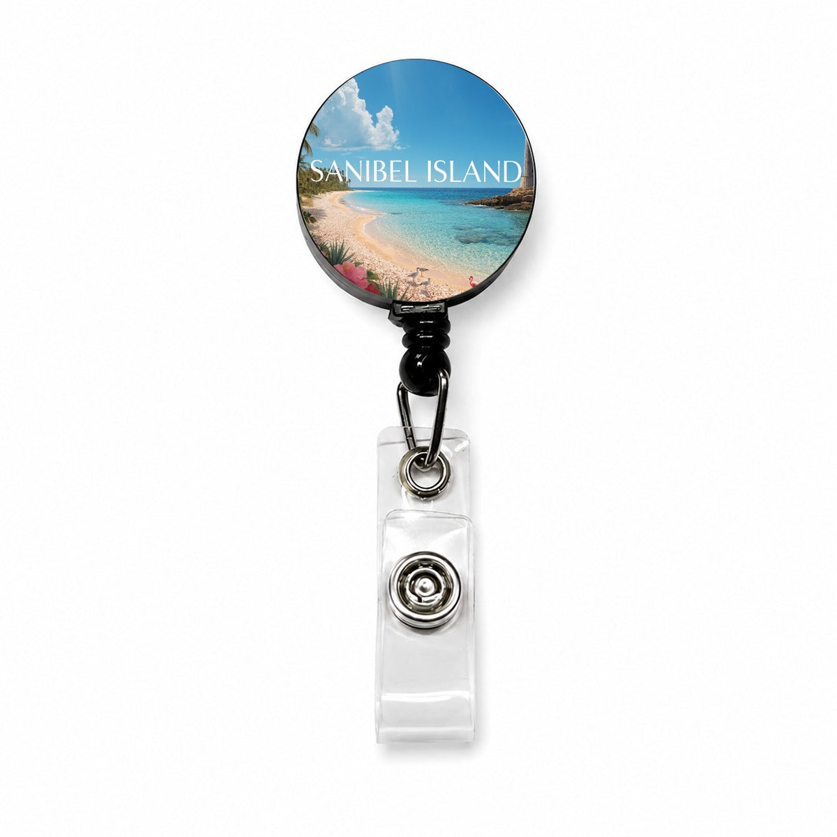 Sanibel Island Florida Travel Retractable ID Key Card Name Tag Badge Holder with Clip