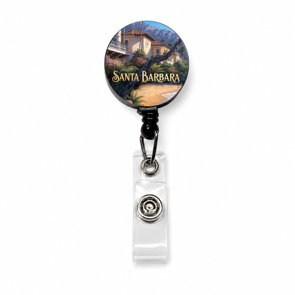 Santa Barbara California Travel Retractable ID Key Card Name Tag Badge Holder with Clip