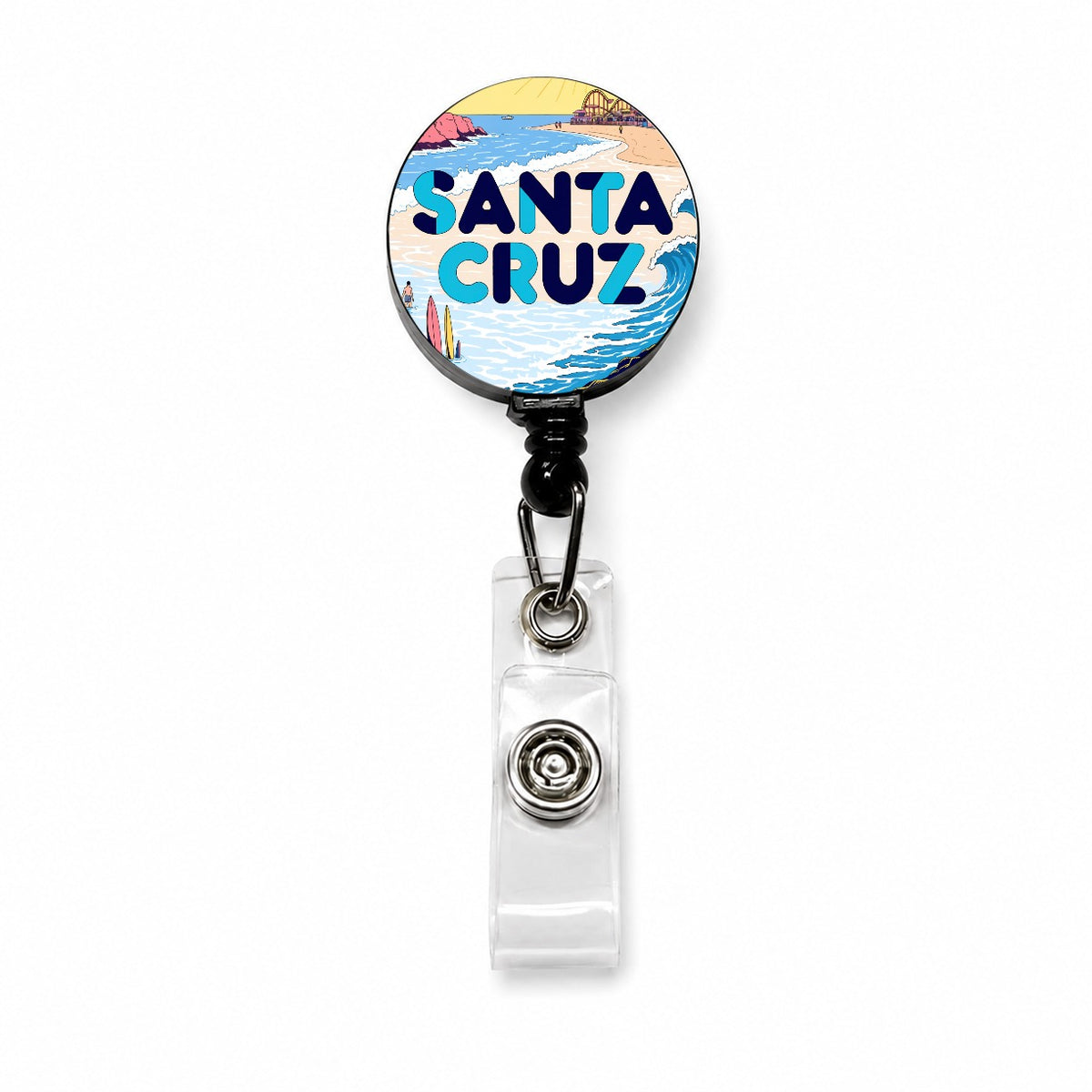 Santa Cruz Beach Travel Retractable ID Key Card Name Tag Badge Holder with Clip