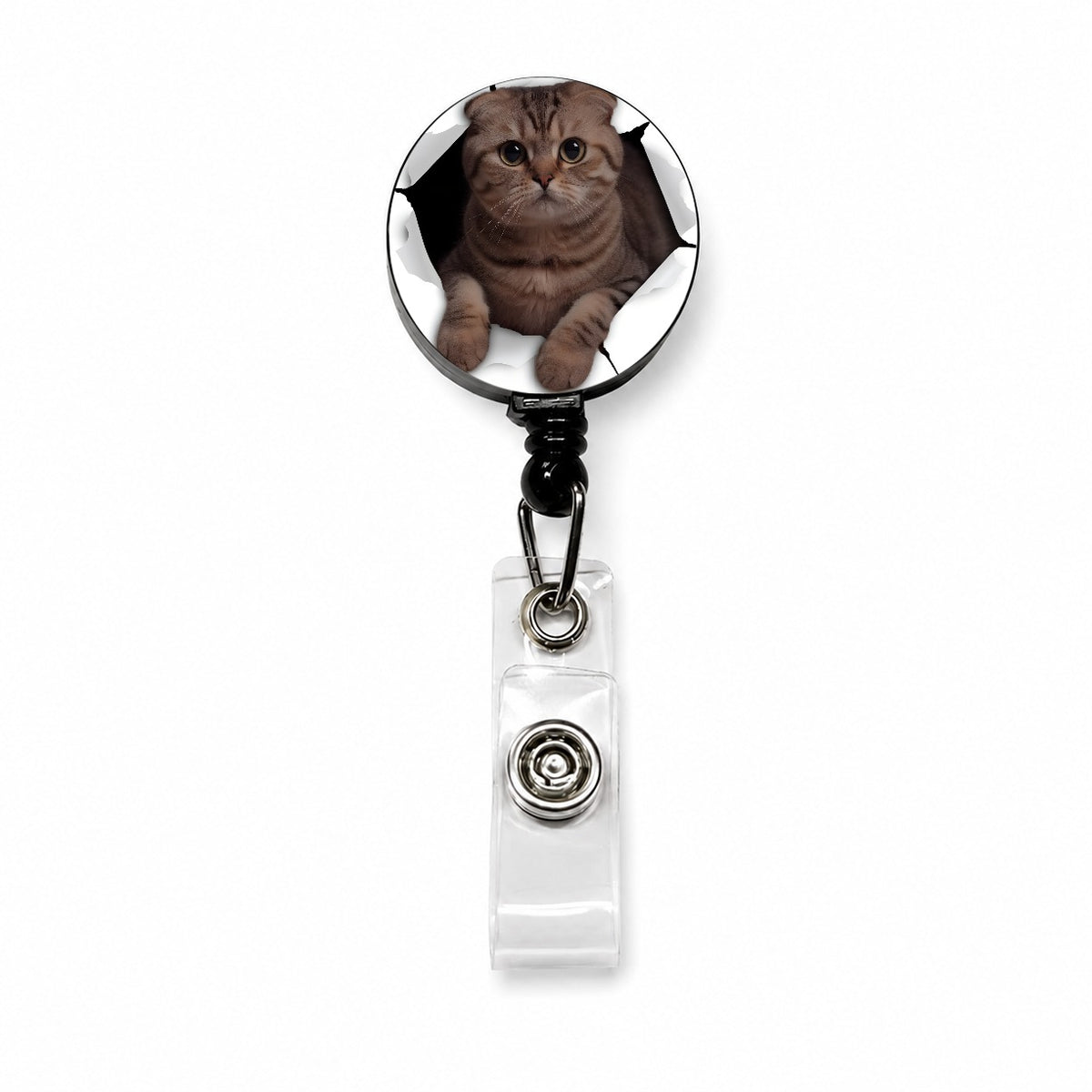 Scottish Fold Breakout Retractable ID Key Card Name Tag Badge Holder with Clip