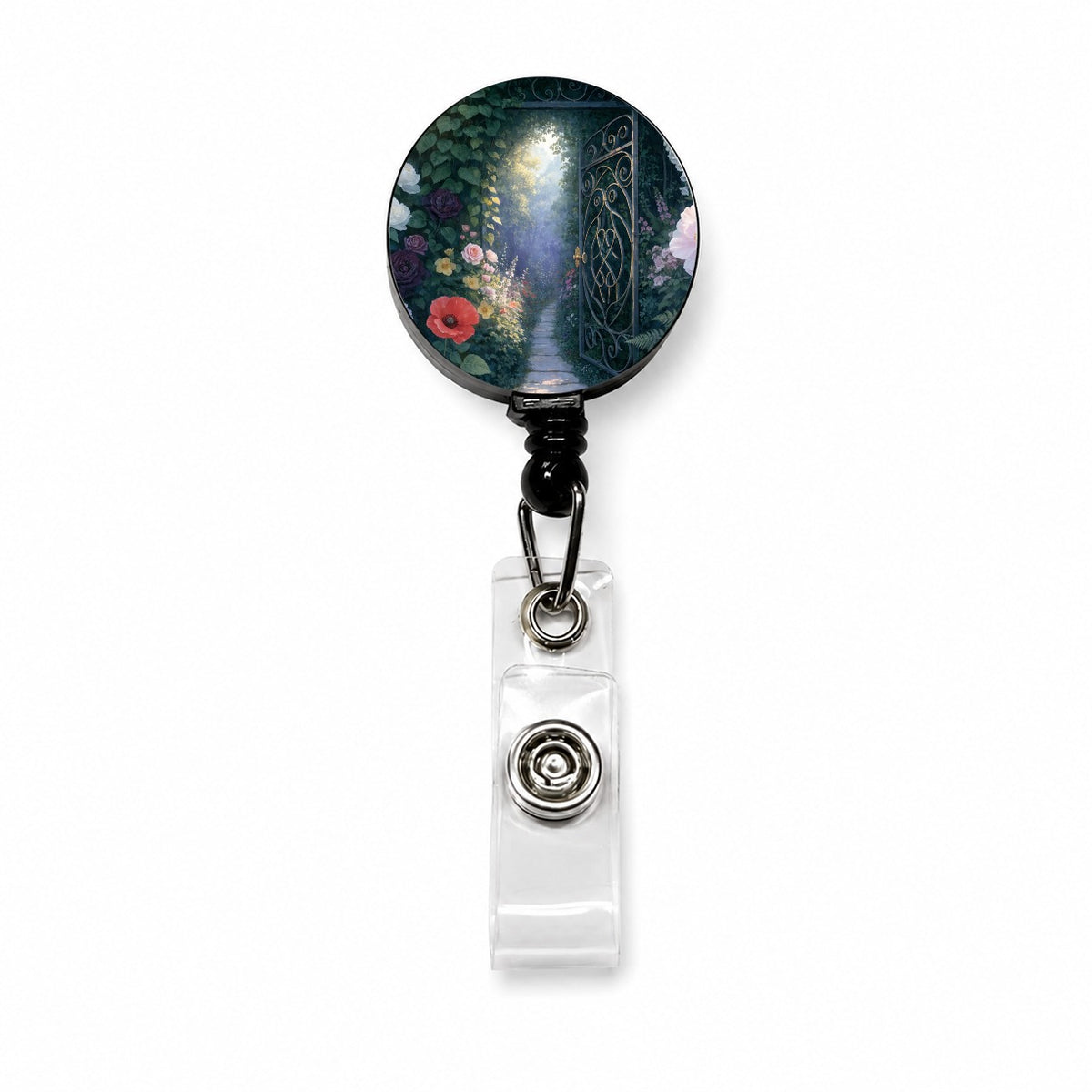 Secret Flower Garden Gate Retractable ID Key Card Name Tag Badge Holder with Clip