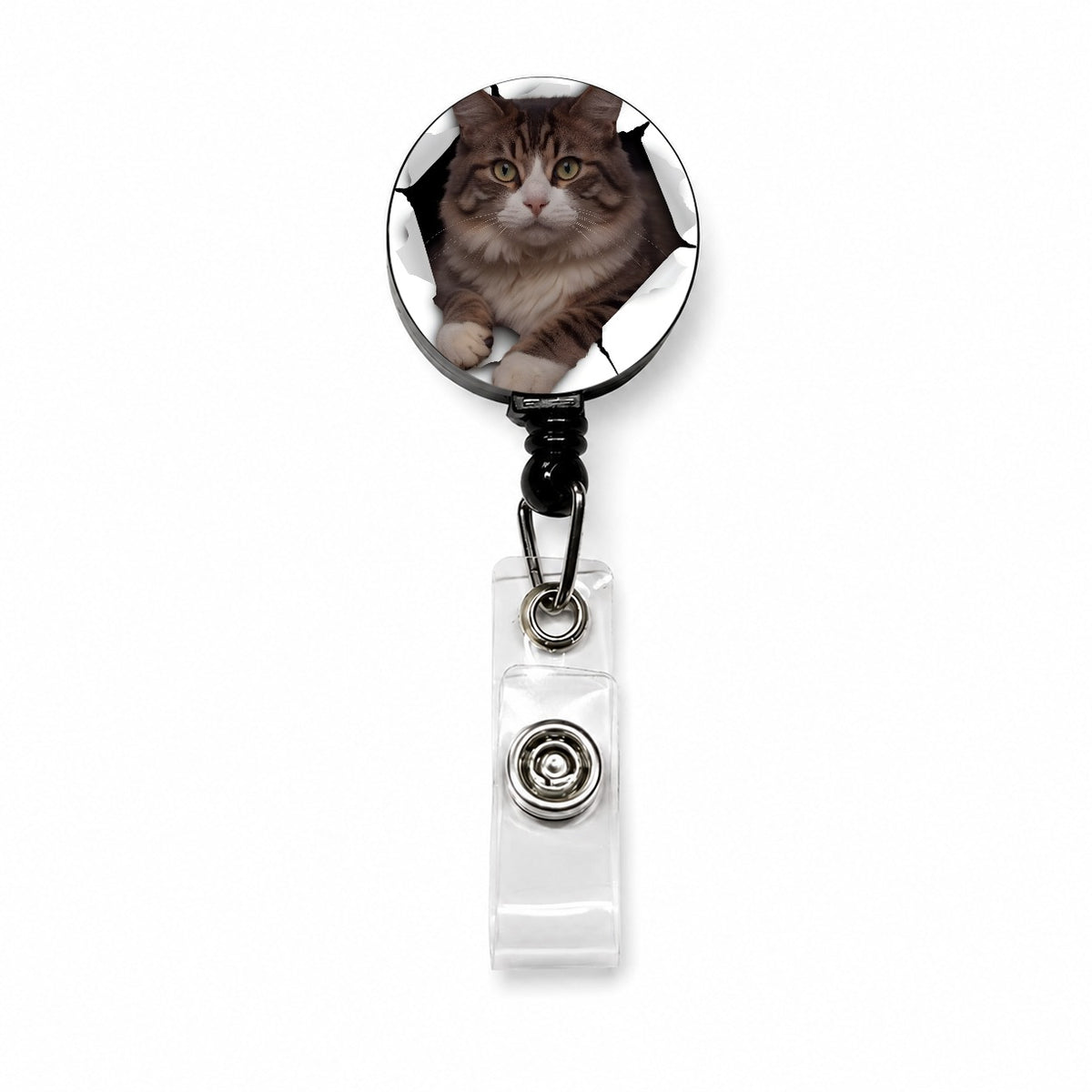 Siberian Cat Breakout Retractable ID Key Card Name Tag Badge Holder with Clip