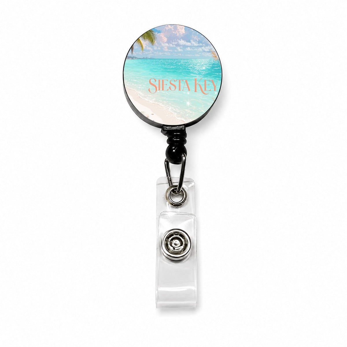 Siesta Key Florida Travel Retractable ID Key Card Name Tag Badge Holder with Clip