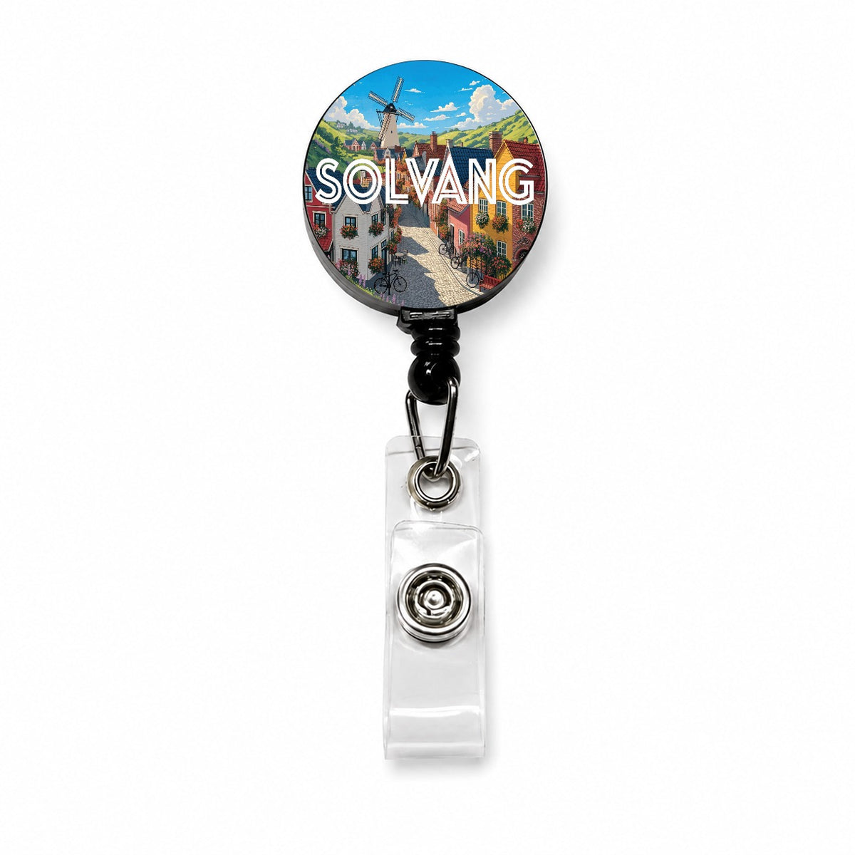 Solvang California Travel Retractable ID Key Card Name Tag Badge Holder with Clip