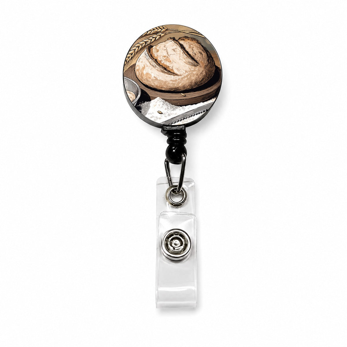 Sourdough Bread Baking Retractable ID Key Card Name Tag Badge Holder with Clip