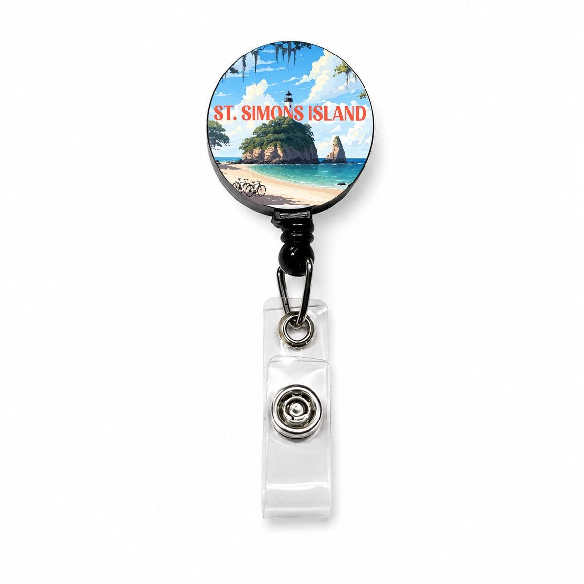 St Simons Island Georgia Travel Retractable ID Key Card Name Tag Badge Holder with Clip