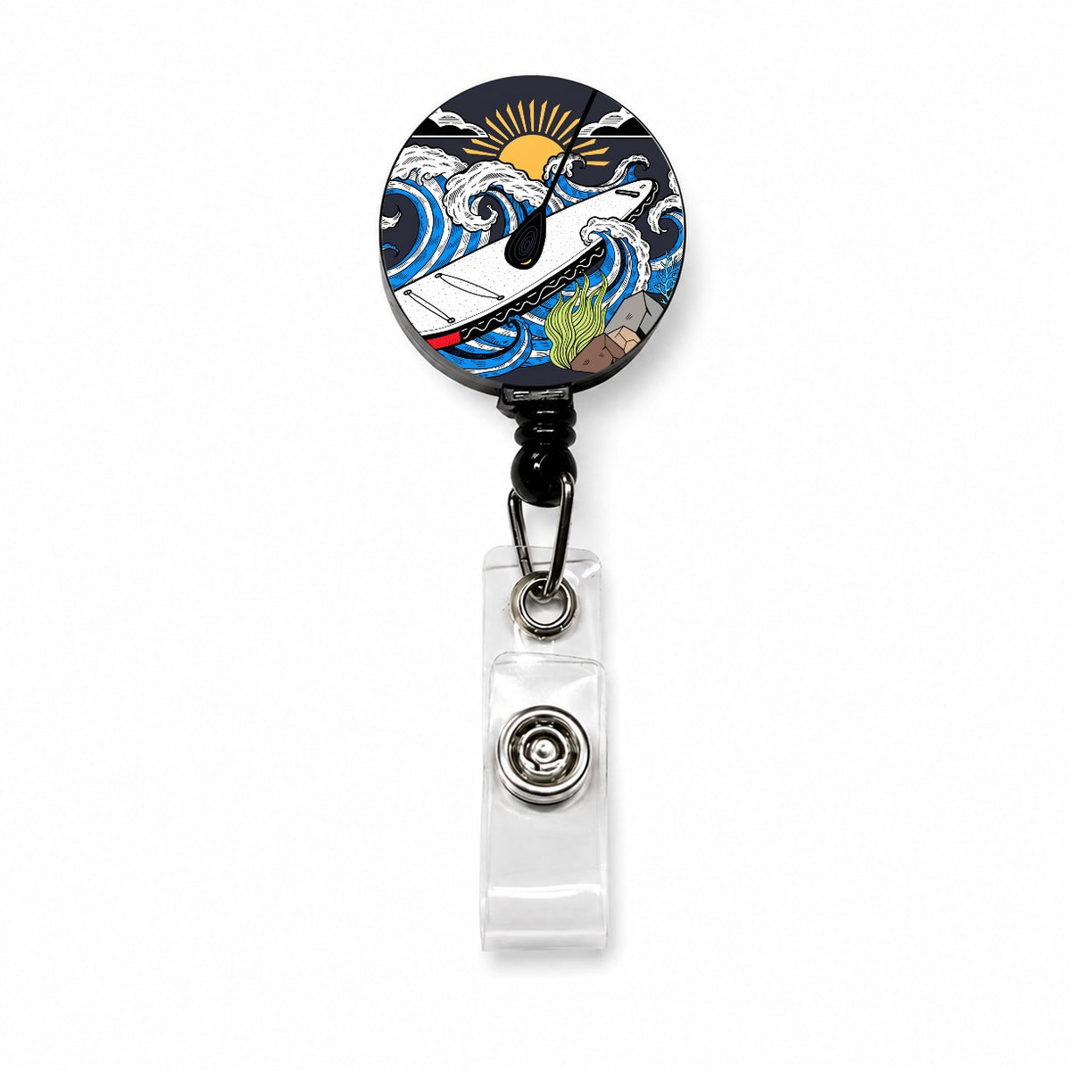 Stand Up Paddleboard Water Sport Retractable ID Key Card Name Tag Badge Holder with Clip