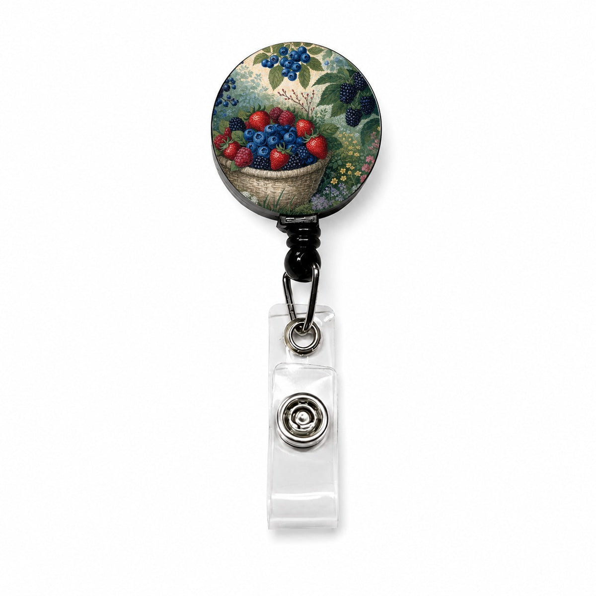 Summer Berry Picking Retractable ID Key Card Name Tag Badge Holder with Clip