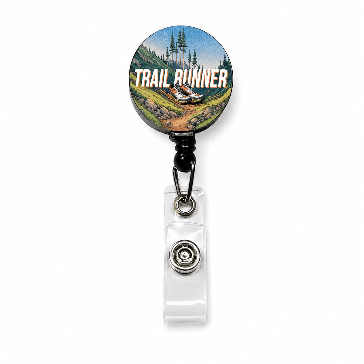 Trail Runner Running Retractable ID Key Card Name Tag Badge Holder with Clip