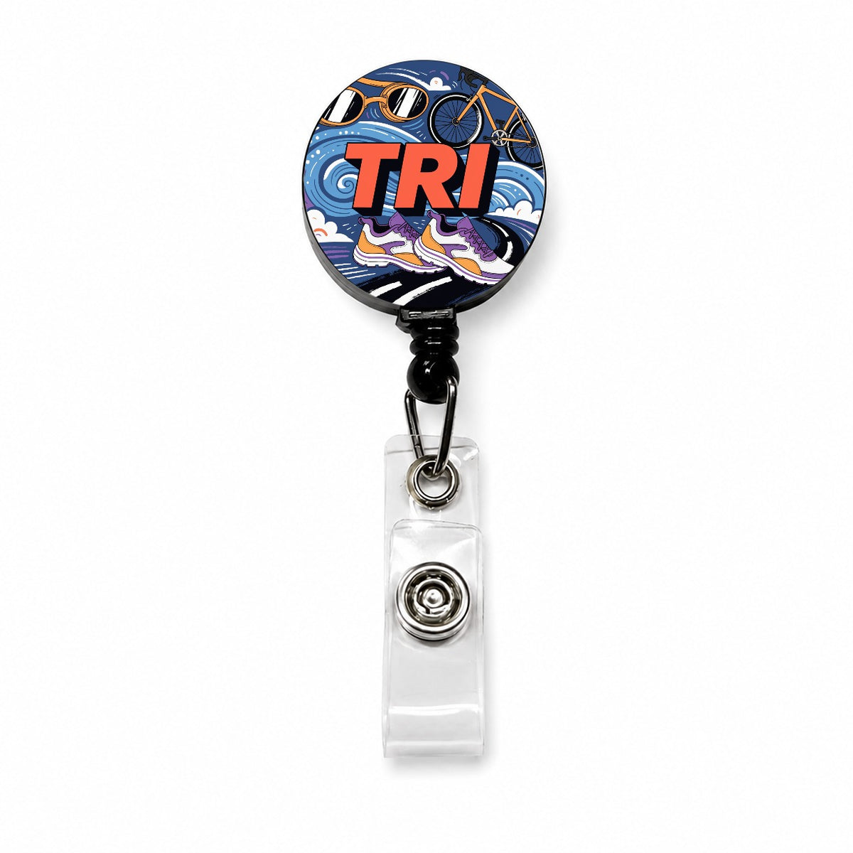 Triathlon Swim Bike Run Retractable ID Key Card Name Tag Badge Holder with Clip