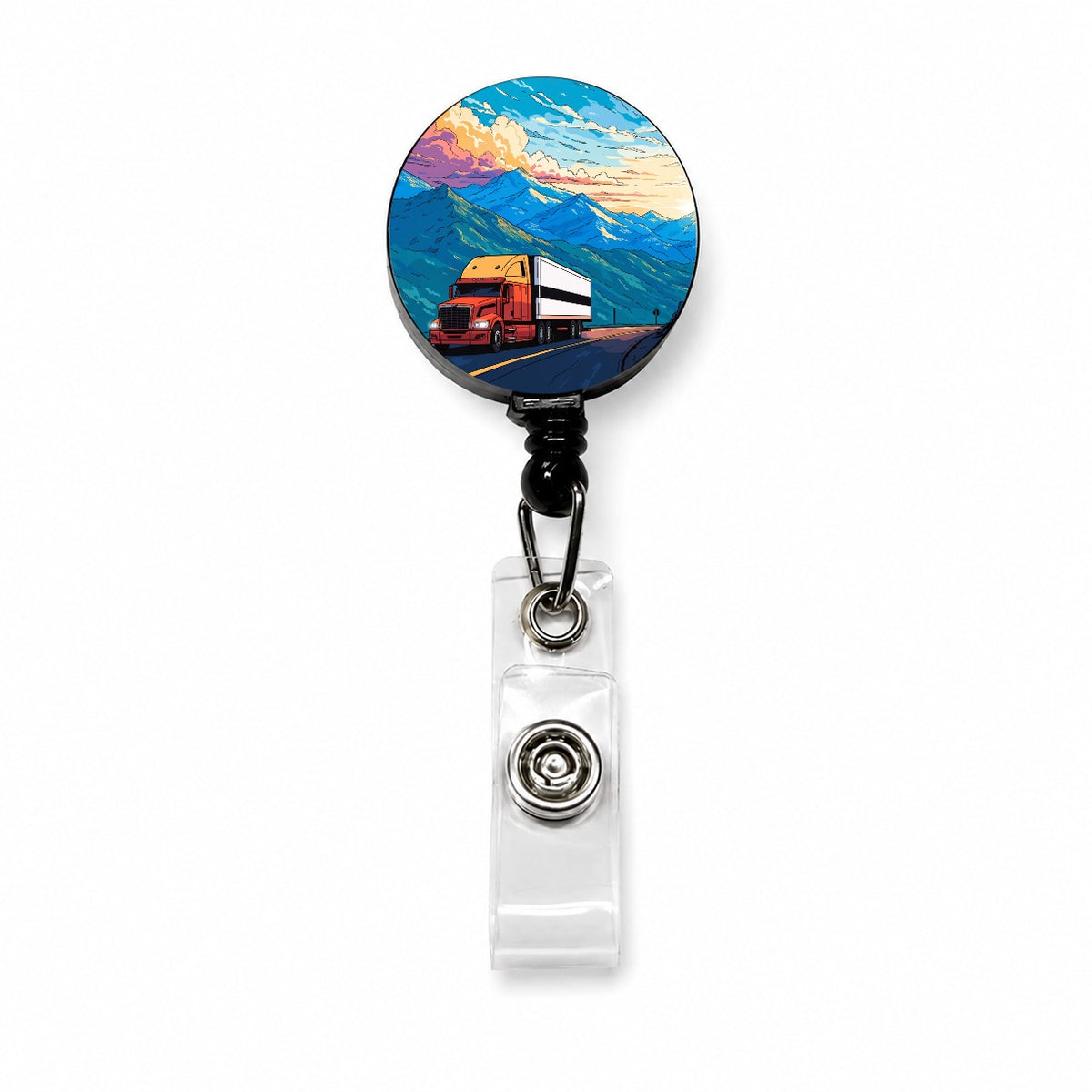 Truck Driver Semi Truck Retractable ID Key Card Name Tag Badge Holder with Clip