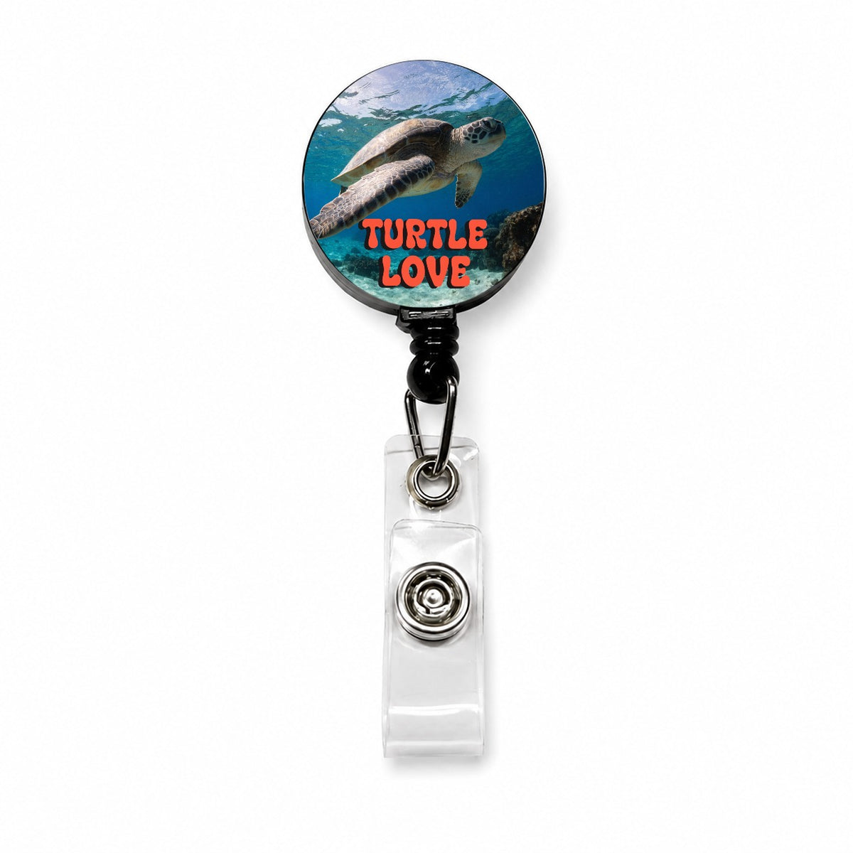 Turtle Love Swimming Fun Retractable ID Key Card Name Tag Badge Holder with Clip