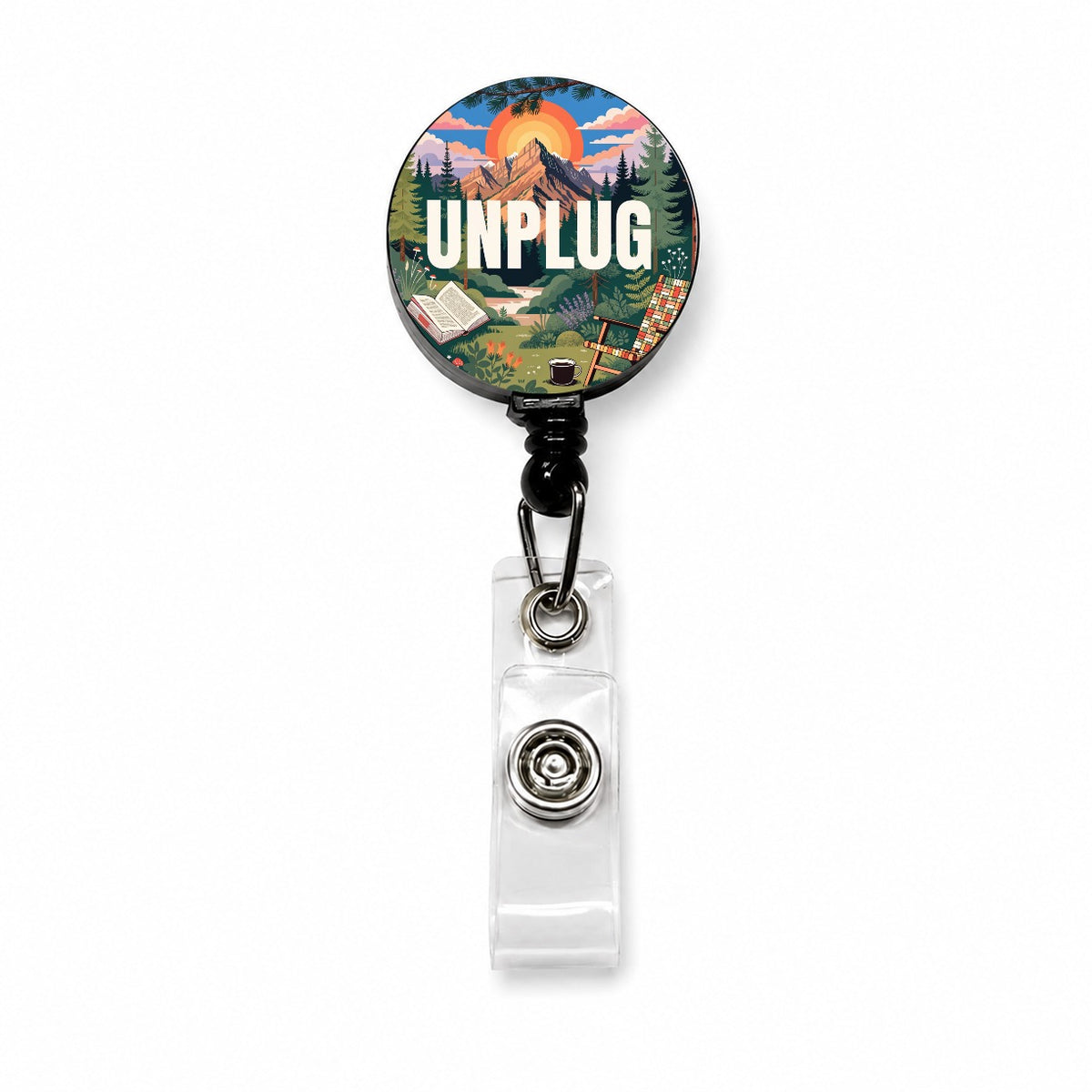 Unplug Cozy Camping Book Retractable ID Key Card Name Tag Badge Holder with Clip
