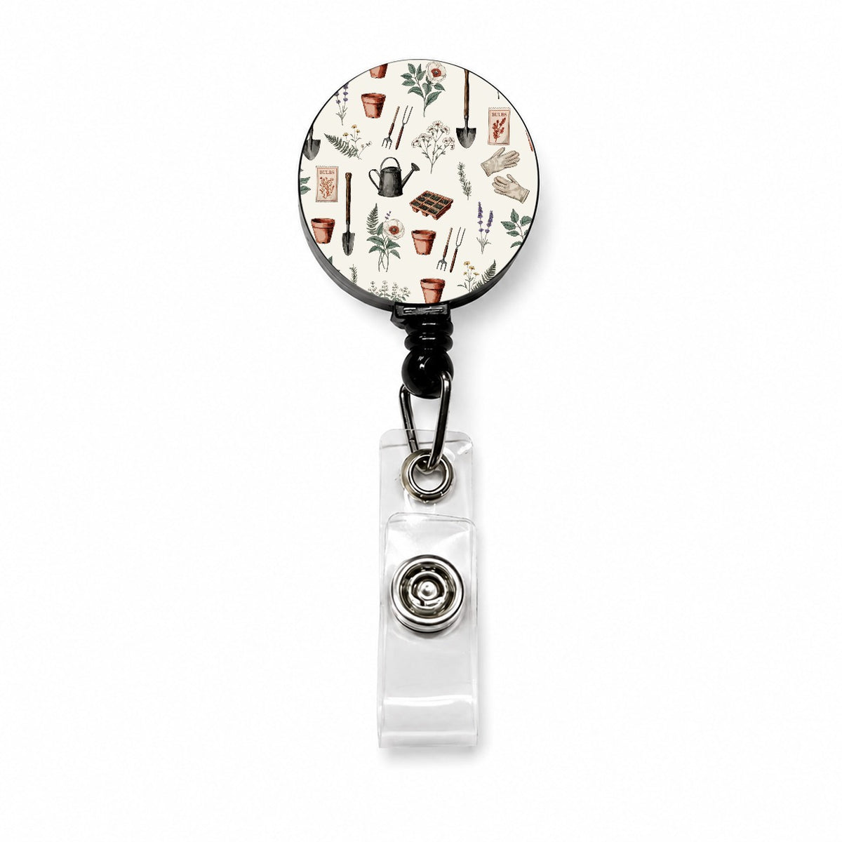 Vintage Garden Tools Seed Packets Retractable ID Key Card Name Tag Badge Holder with Clip