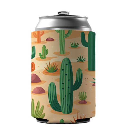 Cactus Cacti Desert Scattered Pattern Can Cooler Beer Soda Drink Insulated Holder Sleeve Hugger