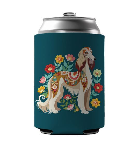Afghan Hound Dog Floral Flowers Can Cooler Beer Soda Drink Insulated Holder Sleeve Hugger
