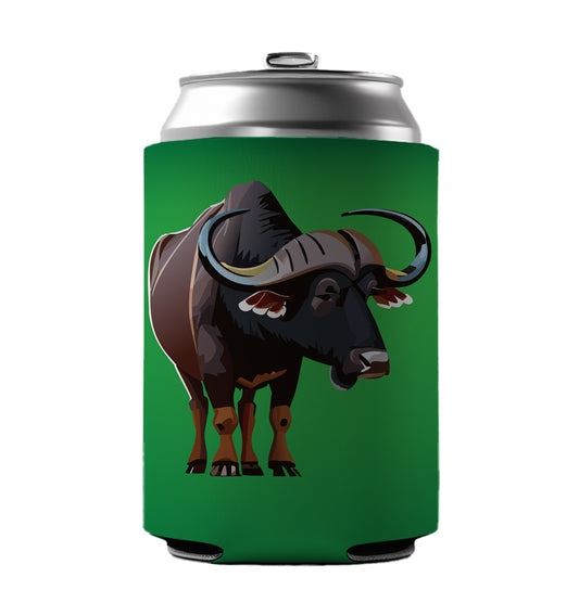 African Buffalo Standing Can Cooler Beer Soda Drink Insulated Holder Sleeve Hugger