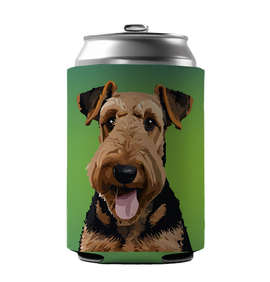 Airedale Terrier Dog Portrait Can Cooler Beer Soda Drink Insulated Holder Sleeve Hugger