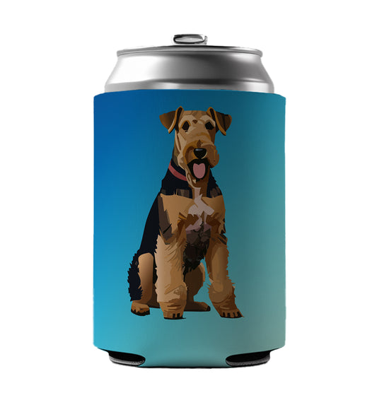 Airedale Terrier Dog Sitting Can Cooler Beer Soda Drink Insulated Holder Sleeve Hugger