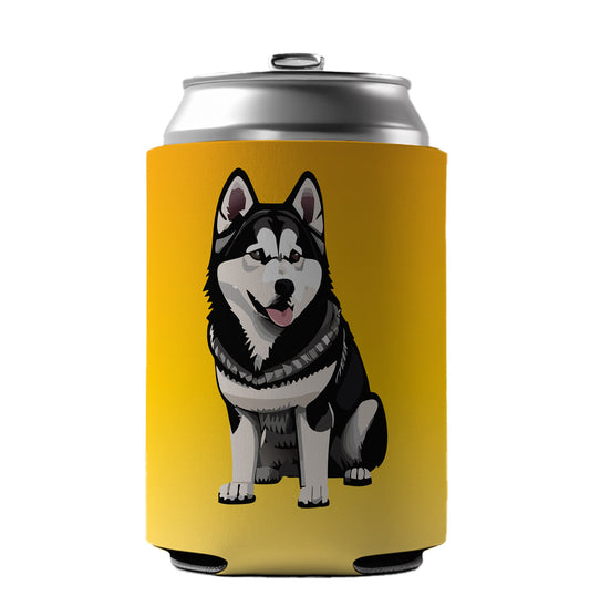 Alaskan Malamute Dog Sitting Can Cooler Beer Soda Drink Insulated Holder Sleeve Hugger