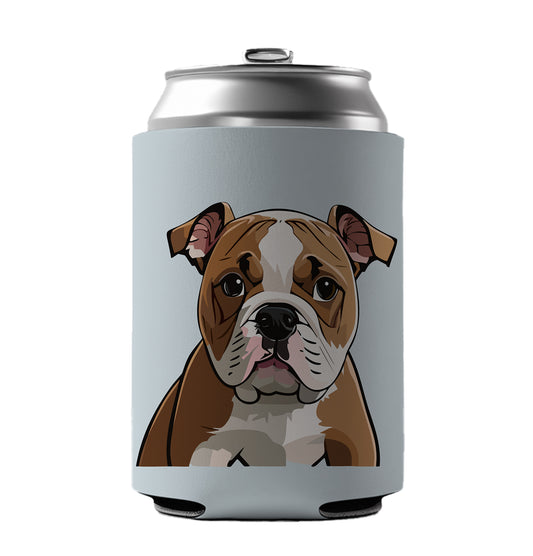 American Bulldog Staring Can Cooler Beer Soda Drink Insulated Holder Sleeve Hugger