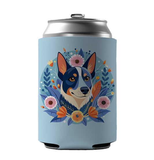 American Cattle Dog Floral Flowers Can Cooler Beer Soda Drink Insulated Holder Sleeve Hugger