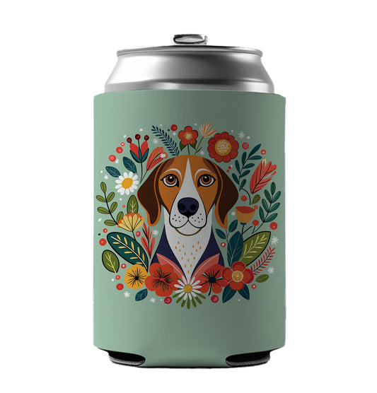American English Coonhound Dog Floral Flowers Can Cooler Beer Soda Drink Insulated Holder Sleeve Hugger