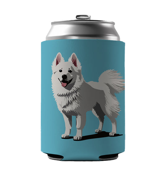 American Eskimo Dog Standing Can Cooler Beer Soda Drink Insulated Holder Sleeve Hugger