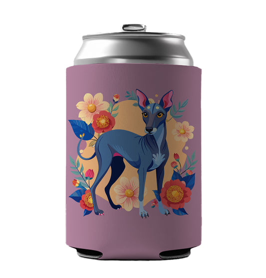 American Hairless Terrier Dog Floral Flowers Can Cooler Beer Soda Drink Insulated Holder Sleeve Hugger