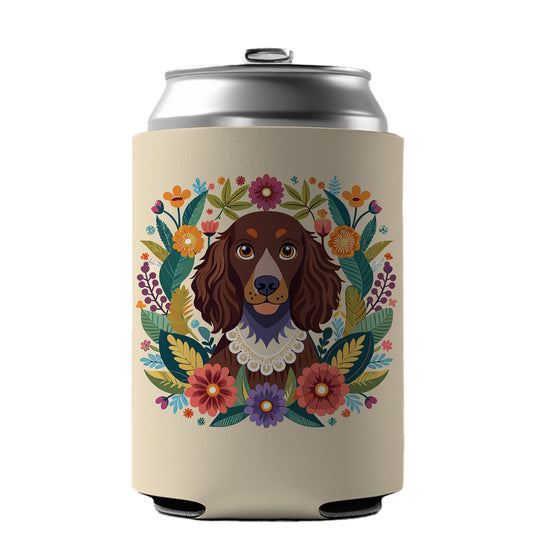 American Water Spaniel Dog Floral Flowers Can Cooler Beer Soda Drink Insulated Holder Sleeve Hugger