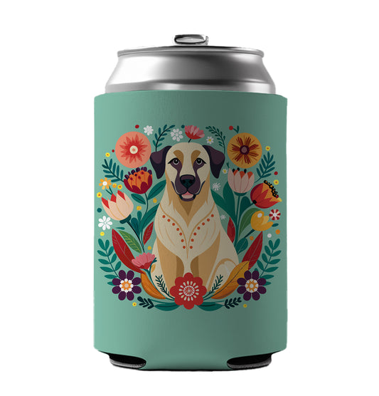 Anatolian Shepherd Dog Floral Flowers Can Cooler Beer Soda Drink Insulated Holder Sleeve Hugger