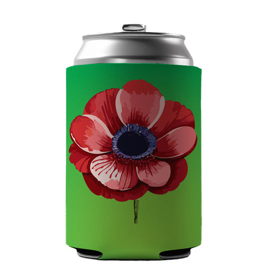 Anemone Flower Watercolor Red Can Cooler Beer Soda Drink Insulated Holder Sleeve Hugger