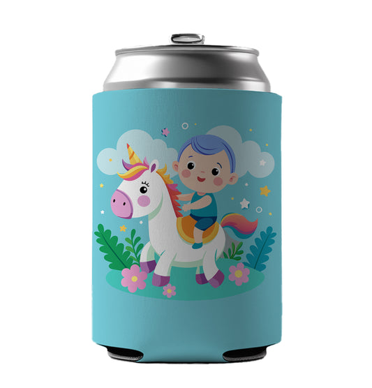 Baby Riding Unicorn Cute Funny Can Cooler Beer Soda Drink Insulated Holder Sleeve Hugger