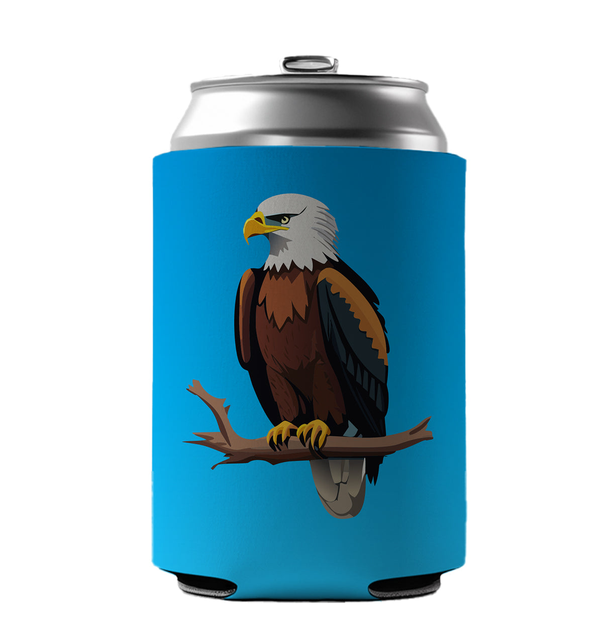 Bald Eagle on Branch Can Cooler Beer Soda Drink Insulated Holder Sleeve Hugger