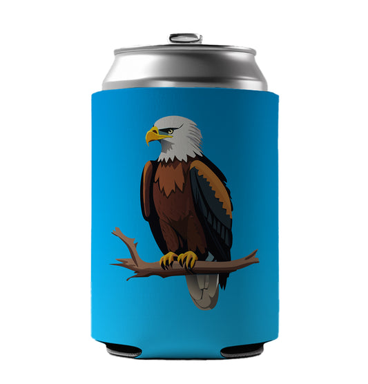 Bald Eagle on Branch Can Cooler Beer Soda Drink Insulated Holder Sleeve Hugger