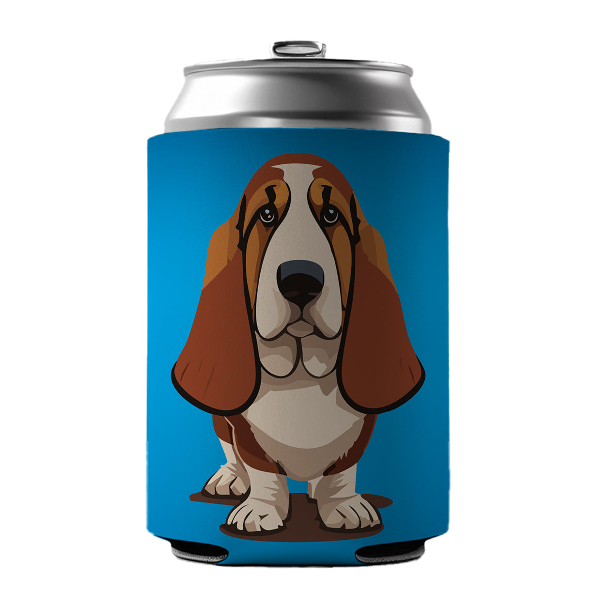 Basset Hound Staring Can Cooler Beer Soda Drink Insulated Holder Sleeve Hugger