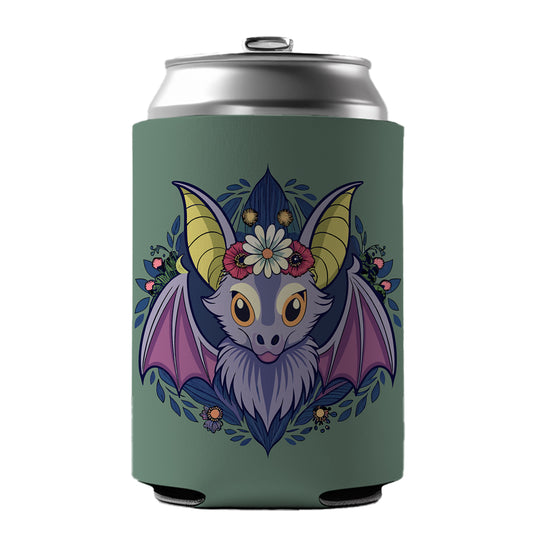 Bat Floral Flowers Halloween Can Cooler Beer Soda Drink Insulated Holder Sleeve Hugger